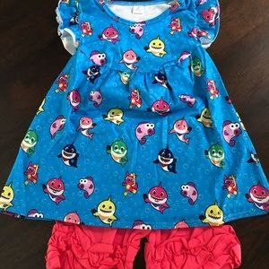 NIB Baby Shark ruffle shorts set